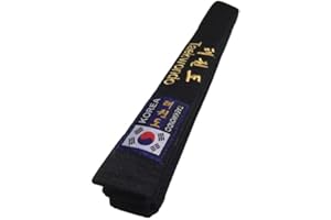 ‎BUDODRAKE Budodrake Korea Taekwondo Gürtel schwarz mit Bestickung Taekwondo koreanisch und lateinisch