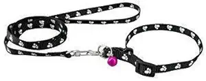 Dog Trust Paw Print Soft Nylon Paw Print Collar Set for Puppies and Cats (10MM, Black)