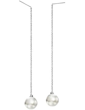 ❉Weihnachtsgeschenke❉ Silber Ohrringe Perlen Hängend Lang Weiß Neoglory Jewellery