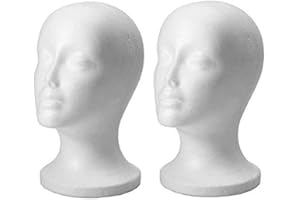 HSHDUTI 2pc Female Styrofoam Foam Mannequin Head Stand Model Display Wig Polystyrene Mannequin Manikin Head Polystyrene Female Dummy Mannequin Head For Hats Wigs Displays