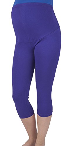Mija - Comfortable maternity cropped 3/4 leggings with panel 3004 (M, Blue)