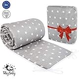 Tour de lit Bebe fille garçon respirant - contour tour de Lit bébé complet, tour de berceau coussin 100% coton Gris 210 cm