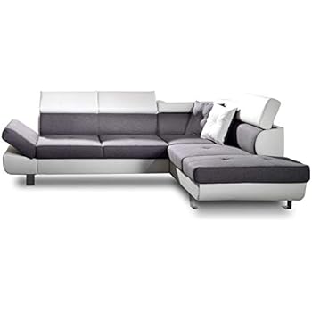 Angle Reversible William Ii Pu Blanc Gris Amazon Fr Cuisine Maison