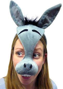 Esel Fasching Anzug Augen Maske auf Haarband mit Sound