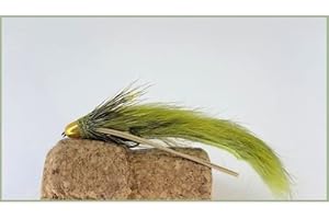 TROUTFLIES UK LURES Zuddler Angeln Fliegen, 6 Pack, olive Zuddler, Größe 10, Zonker, Stößel Mix,