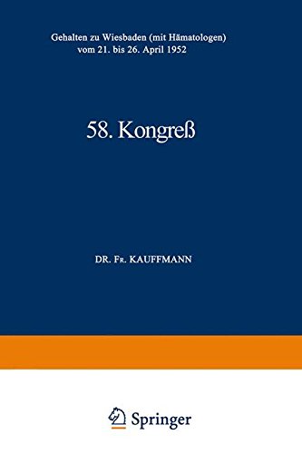 Kongress: Gehalten Zu Wiesbaden Mit Hämatologen. Bis 26. April 1952 en ligne Kongress: Gehalten Zu Wiesbaden Mit Hämatologen. Bis 26. April 1952 en ligne