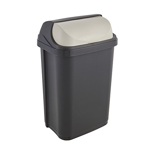 keeeperWaste Bin with Roll-Top Lid, 25 Litre, Rasmus, Graphite Grey