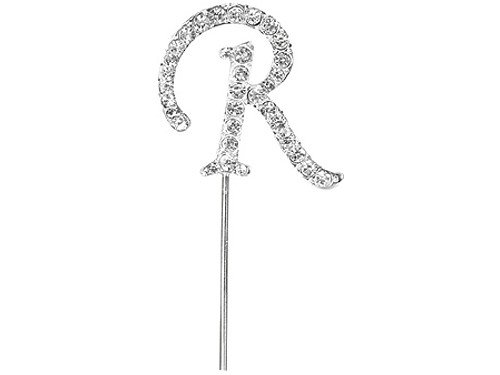 Club Green Diamant Buchstabe "R" auf dem Vorbau, silber, 4,5 cm
