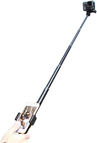 Wireless Bluetooth Remote Selfie Stick with Tripod Stand for Gopro Hero 6/5/4/3/2/1, Pole for iPhone 8/7 Plus/7/6/ 6s/6 Plus iOS &amp; Android Smartphones. (Black)