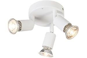 QAZQA - Modern Moderner Deckenstrahler weiß rund - Jeany 3-flammig Spotbalken I Wohnzimmer I Schlafzimmer - Stahl Rund - LED geeignet GU10