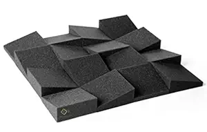 YGM Acoustic Foams Z-Block Diffuser Studio Absorption Foam Wall Panel - PACK of 24 Tiles, 6'' X 6'' X 2'' Broadband Sound Absorber - Periodic Groove Structure (Charcoal Black)