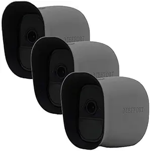 Meffort Inc Silicone Skin Cover with Dual Layer Sunshade Design, Clear (Not Fuzzy) Night Vision - Sun Glare UV Weather Protection Cover Compatible for Arlo Pro & Arlo Pro 2 Camera, 3 Pack (Gray)
