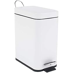 Beldray La041173wht rectangulaire déchets Poubelle à pédale avec Couvercle à Fermeture Douce, 5, Blanc, 5 Litre