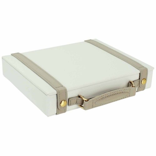 Dulwich Designs Luxus Leder Schmuckkästchen 71022, cremefarben, zweifarbig - 5