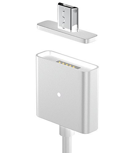 RedBad® "Fast Charging" Magnetisches USB Ladekabel Datenkabel mit 1x Micro USB Adapter für Android Handys & Tablets wie: Samsung Galaxy S7 / S7 Edge / S6 / S6 Edge / S6 Edge Plus / Note 5 / Note 4 / S5 / S5 mini / Alpha / Note Edge / Galaxy Tab / Huawe 3 / Nexus 6P / 5X / 5,Powerbank, Bluetooth Lautsprecher,Tablet und andere Geräte mit Micro USB Anschluss (Silber)