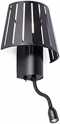 GaoHX Light Creative Light Wall Lamp Bedside Led Reading Lamp Bedroom Hallway Entrance Wall Lamp,B-Black