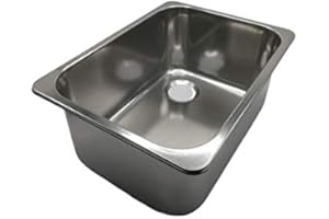 Glac Store® Bac à évier rectangulaire encastré pour bateaux, bateau en acier inoxydable, dimensions 355 x 260 x 150 mm