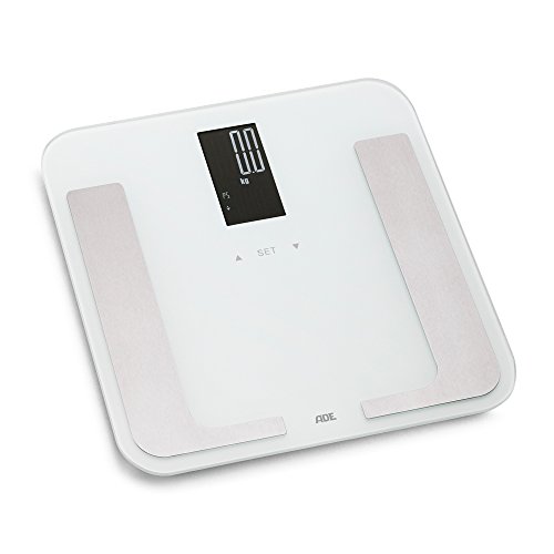 ADE Körperanalysewaage BA 1402 Bella. Digitale Personenwaage im Trend-Design zur präzisen Gewichtsbestimmung. Analyse von Körperfett, Körperwasser, Muskelmasse und Knochenmasse. Inkl Batterie. Weiß