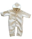 Merino wool organic fleece baby newborn romper hooded footed