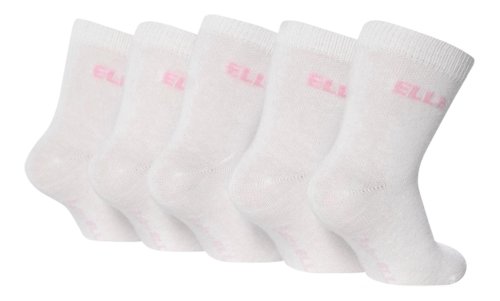 5 Pairs Baby Elle BE01 Girls Plain White Ankle Socks (0-0 (0-6 Months))