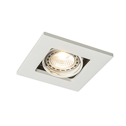 QazqaModern recessed Spotlight White Adjustable - Qure- - Modern - Suitable for LED GU10 | 1 Way Light - Aluminium Recessed Way Light - Suitable for Living Room I Kitchen I Bedroom I