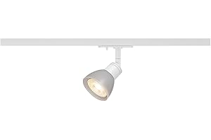 ‎SLV SLV LED Strahler 1-Phasen PURIA TRACK | Dreh- und schwenkbarer Schienen-Strahler, LED Spot, Deckenstrahler, Deckenleuchte, Schienensystem, Innenbeleuchtung, 1P-Lampe | GU10 QPAR51, Weiß