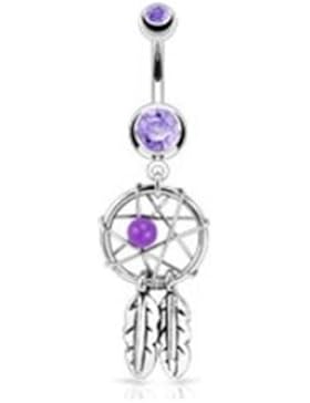 Paula & Fritz® Bauchnabelpiercing aus Edelstahl Chirurgenstahl 316L Traumfänge...