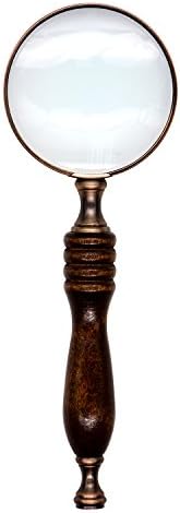 10X Vintage Handheld Magnifier Reading Magnifying Glass Lens Jewelry Loupe 70mm with Wooden Handle