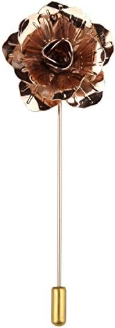 Metal Rosette Flower Lapel Pin Boutonniere Gift Boxed by Puentes Denver - Gold Tone