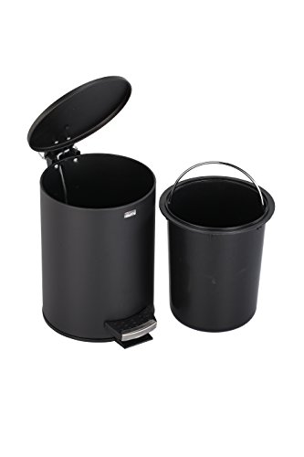 axentia Kosmetikeimer mit Klappdeckel, Abfallbehälter für die Küche, Bad oder Kinderzimmer, geruchsdicht, 3 Liter Kosmetikeimer, Ø ca. 24 cm, Höhe: ca. 17 cm, schwarz, silber - 2