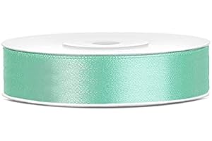 JAOW Ruban Satin Polyester Noeud et Emballage Cadeau 6/12/25/38/50/100mm x 25m (Taille 12mm x 25m - Couleur Vert menthe)