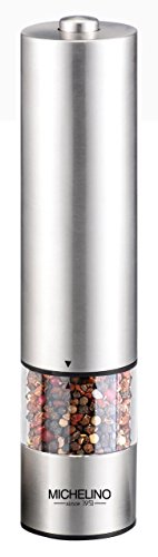 Marapon | Michelino | Gewürzmühle | elektrische Edelstahl Pfeffermühle oder Salzmühle | Keramikmahlwerk