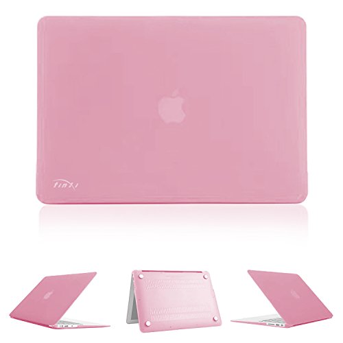 tinxi® Zweiteilige Matte Gummierte Harte Schutzhülle für Apple Macbook Air 13,3 Zoll Hülle Cover Schale Schutz Hülle Tasche Case Shell Hard Plastik mattiert rosa