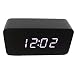 Produktbild Dianoo Mode Platz Mini Schwarz Holz Korn Weiß LED Licht Alarm Uhr mit Zeit und Temperatur anzeigen & klingen steuern - USB/AA Batterie Angetrieben (Schwarz Holz + Weiß Licht), 1PCS