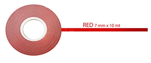 quattroerre 10014 Tiras Adhesivas Rollo, rojo, 10 m x 7 mm