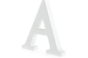 Lazeny Weiß Holz Buchstaben Hochzeit Zubehör A-Z Alphabet DIY Holzbuchstabe Buchstabe Handwerk Ornamente für Geburtstag Feier Karneval Party Fotografie Requisiten Home Tisch Dekorationen (A)