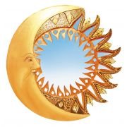 Spiegel Mosaik "Sonne Mond" antik 40cm Holz