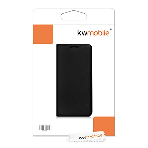kwmobile Funda para bq Aquaris U U Lite - Carcasa para m  vil de  Cuero sint  tico  - Case  Plegable  en  Negro 