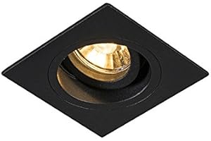 QAZQA Foco empotrable moderno negro 9,3cm orientable - CHUCK Acero Cuadrada Adecuado para LED Max. 1 x 50 Watt