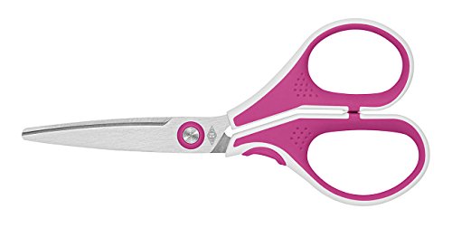 Wedo 9755009 Edelstahlschere Cut-it (13 cm gebürstet, Spezialschliff ergonomische Softtouch-griffe) pink/weiß