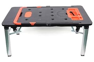 BURUIYOTEN Work Table Workbench Rolling Board Work Platform Height Adjustable Hand Trolley Foldable Height Adjustable Transport Trolley Saw Horse Portable Multifunctional Folding Device Dolly 7-in-1