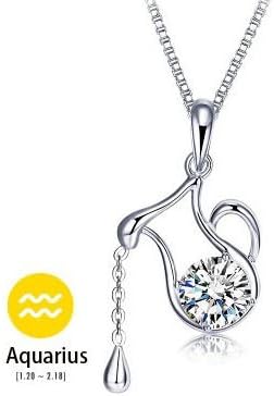 Womens Luxury Zodiac Necklace Pendant Silver Plated Jewellery ALL Star Signs Birthday Gift (Aquarius)