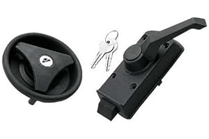 ROADLOISIRS Serrure Noire Ronde à poignée pour Porte de Caravane avec Ouverture à Droite + Barillet & clés FAP