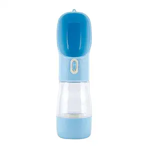 RUOXiAO Dog Water Bottle for Walking, Multifunctional and Portable Dog Travel Water Dispenser with Food Container (Blue)