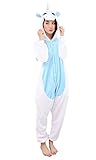 Pyjama Licorne Cosplay - Halloween Carnavale Unisexe Adulte Costume Déguisement Animaux Capuche Flanelle, Bleu Licorne, Small (145-155cm)