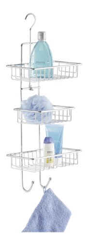 WENKO 16824100 Duschcaddy Milano - 3 Ablagen, 2 Haken, Stahl, 25 x 62 x 14 cm, Chrom