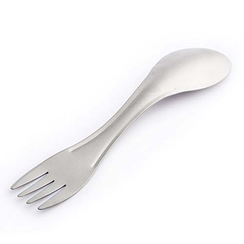 Overmont 2x Löffel Gabel Besteck Geschirr Gedeck Titan für Camping Ausflug Picknick Wandern Outdoor Sport - 2