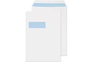 RFE Pack of 50 - C4 / A4 White Mailing Envelopes with Window Self Seal for Posting mailing Home Office, Ecommerce and Business 90gsm 229 x 324mm