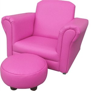 PINK PU LEATHER ROCKING Chair Armchair Kids Childrens with FREE Footstool (PU LEATHER)