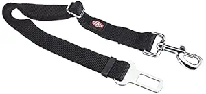 Trixie: - Replacement Short Leash (Seatbelt for Car) Nylon Leash with Stainless Steel Hooks | Adjustable Strap to Suit The Length According to Your Comfort - Black 45?70 cm/25 mm